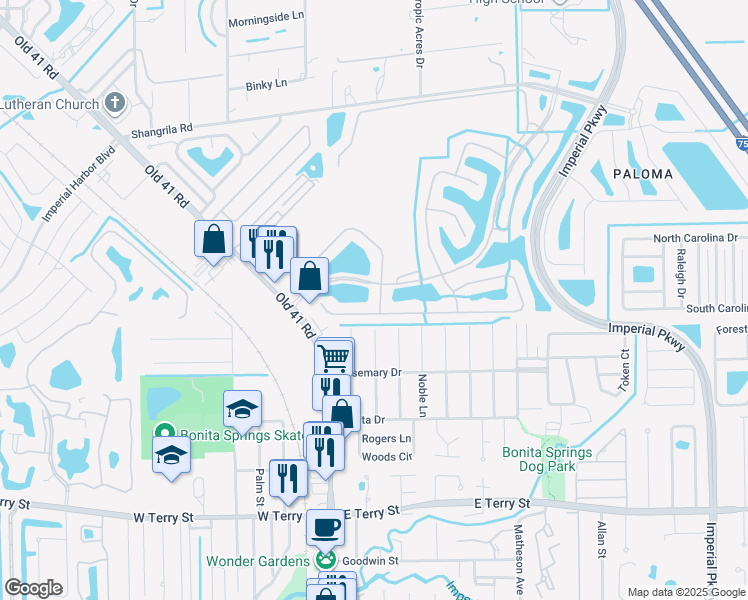 map of restaurants, bars, coffee shops, grocery stores, and more near 10240 Cobble Hill Road in Bonita Springs