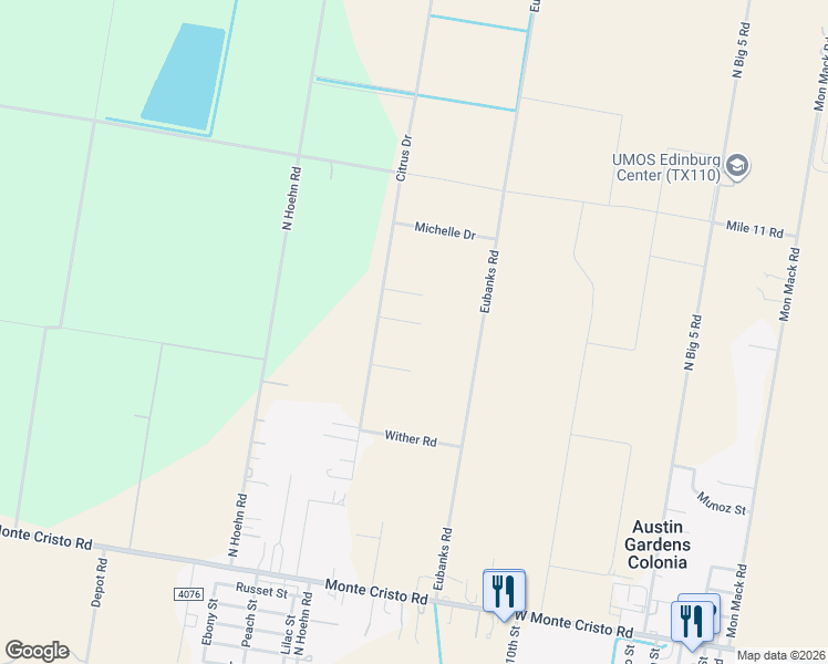 map of restaurants, bars, coffee shops, grocery stores, and more near 1219 Gardenia Drive in Edinburg
