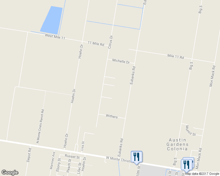 map of restaurants, bars, coffee shops, grocery stores, and more near 1219 Gardenia Drive in Edinburg