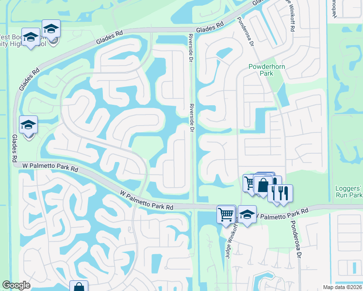 map of restaurants, bars, coffee shops, grocery stores, and more near 21674 Fall River Drive in Boca Raton