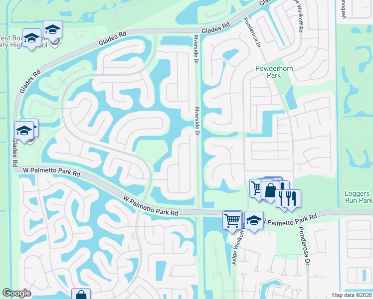 map of restaurants, bars, coffee shops, grocery stores, and more near 21674 Fall River Drive in Boca Raton