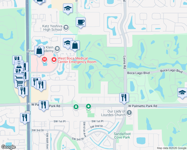 map of restaurants, bars, coffee shops, grocery stores, and more near 9262 Vista Del Lago in Boca Raton
