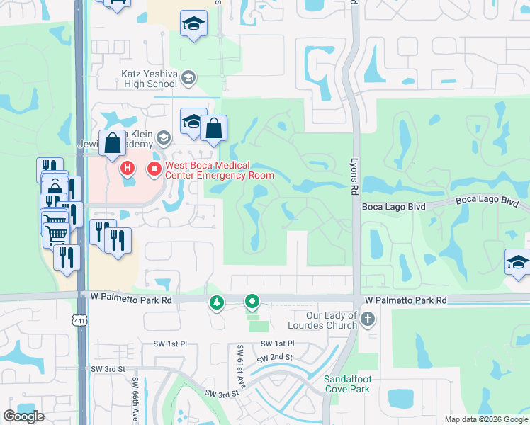map of restaurants, bars, coffee shops, grocery stores, and more near 9262 Vista Del Lago in Boca Raton