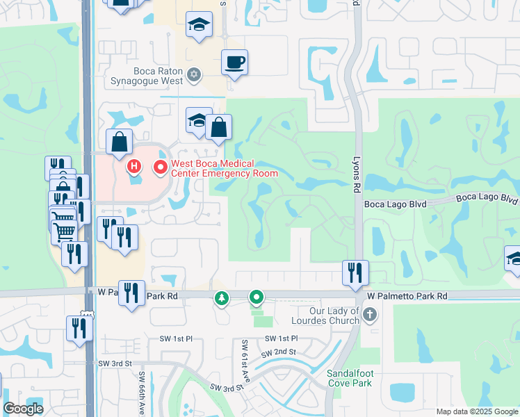 map of restaurants, bars, coffee shops, grocery stores, and more near 9265 Vista Del Lago in Boca Raton