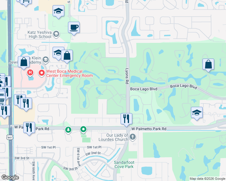 map of restaurants, bars, coffee shops, grocery stores, and more near 21956 Canadensis Circle in Boca Raton