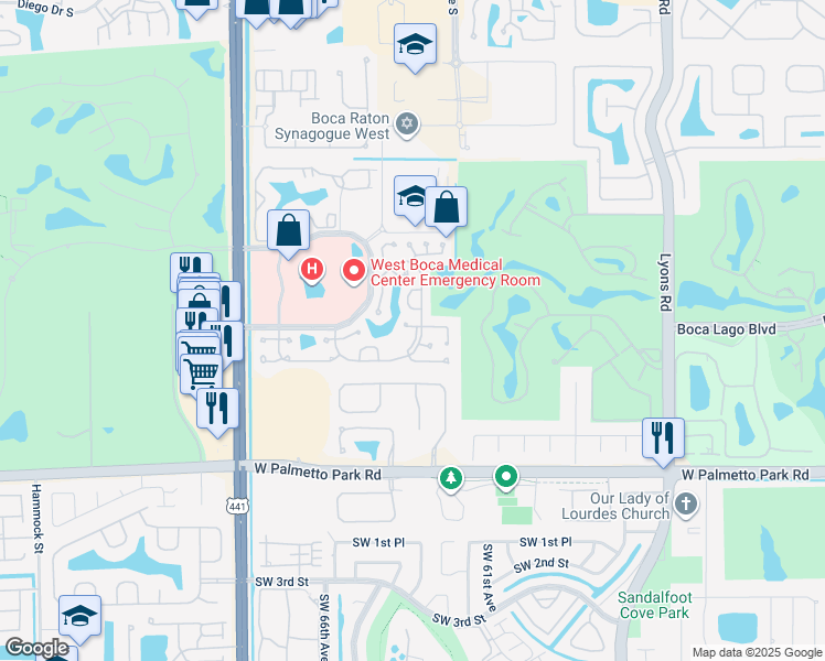 map of restaurants, bars, coffee shops, grocery stores, and more near 21766 Rainberry Park Circle in Boca Raton