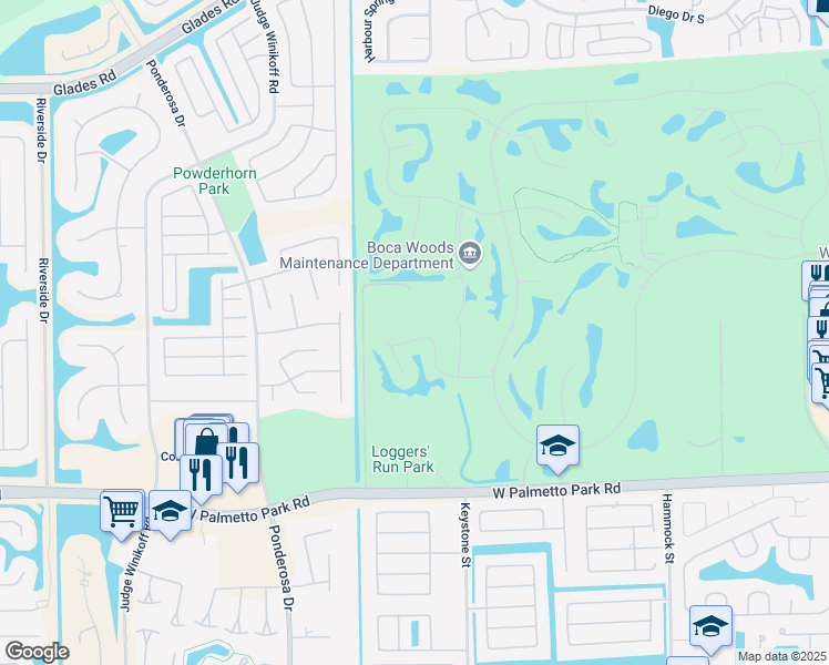 map of restaurants, bars, coffee shops, grocery stores, and more near 11111 Highland Circle in Boca Raton