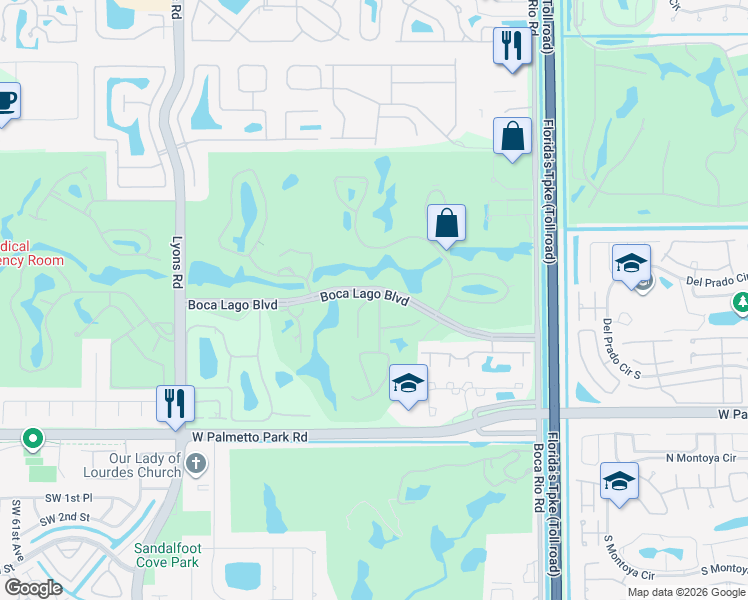 map of restaurants, bars, coffee shops, grocery stores, and more near 21648 Cypress Road in Boca Raton