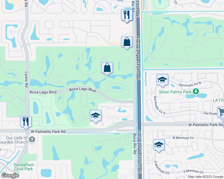map of restaurants, bars, coffee shops, grocery stores, and more near 8207 Casa Del Lago in Boca Raton
