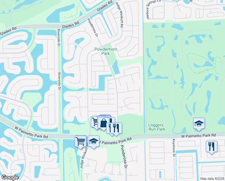 map of restaurants, bars, coffee shops, grocery stores, and more near 11406 Whisper Lake Way in Boca Raton