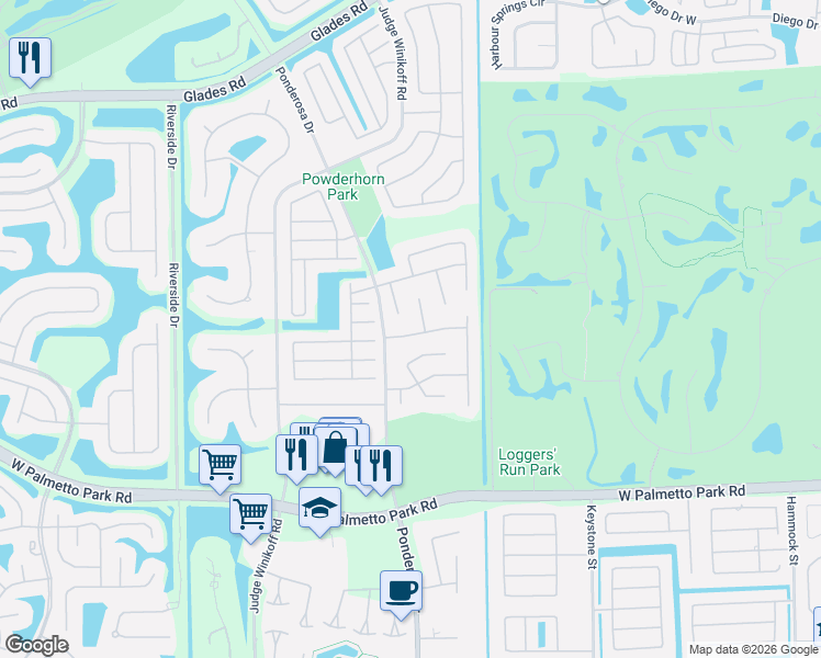 map of restaurants, bars, coffee shops, grocery stores, and more near 11431 Chipmunk Drive in Boca Raton