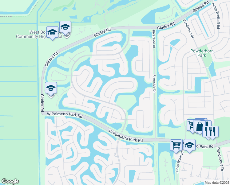 map of restaurants, bars, coffee shops, grocery stores, and more near 12205 Rockledge Circle in Boca Raton