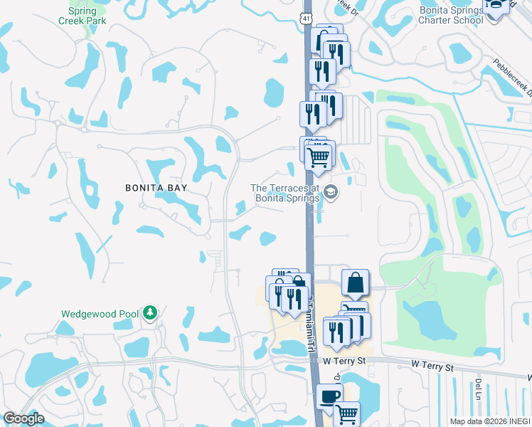 map of restaurants, bars, coffee shops, grocery stores, and more near 3335 Glen Cairn Court in Bonita Springs