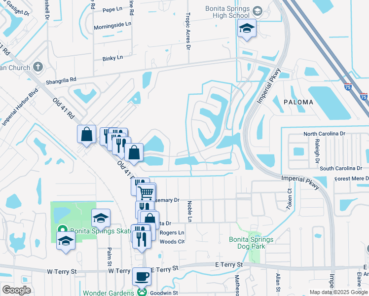 map of restaurants, bars, coffee shops, grocery stores, and more near 10256 Cobble Notch Loop in Bonita Springs