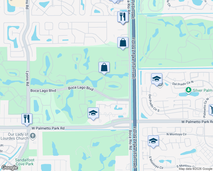 map of restaurants, bars, coffee shops, grocery stores, and more near 8207 Casa Del Lago in Boca Raton