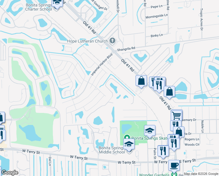 map of restaurants, bars, coffee shops, grocery stores, and more near 26470 Bonita Fairways Boulevard in Bonita Springs