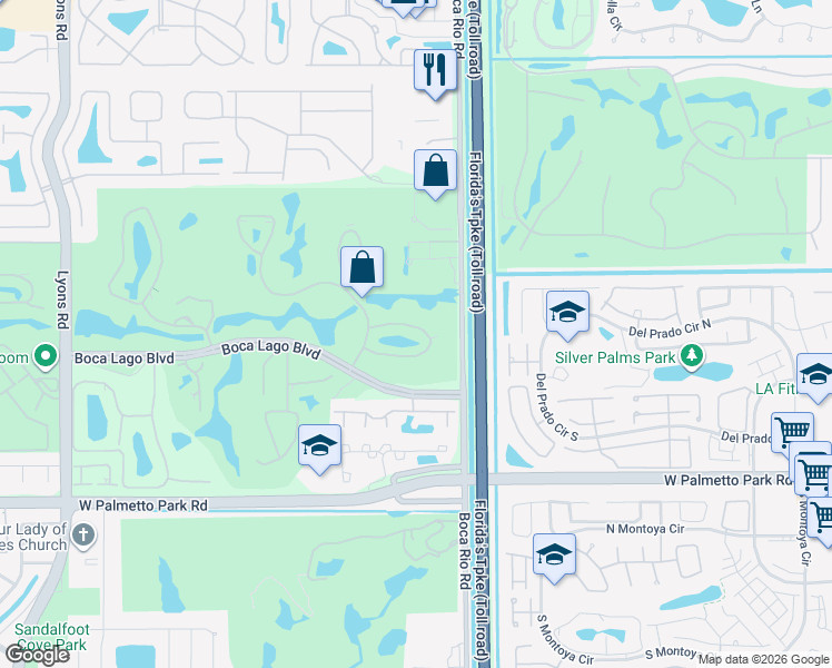 map of restaurants, bars, coffee shops, grocery stores, and more near 7927 Eastlake Drive in Boca Raton
