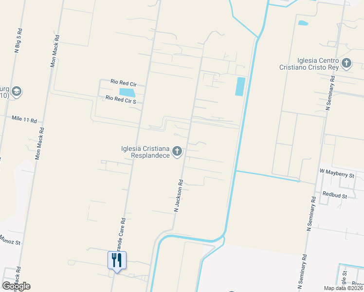 map of restaurants, bars, coffee shops, grocery stores, and more near 4735 North Jackson Road in Edinburg