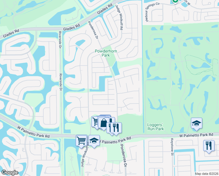 map of restaurants, bars, coffee shops, grocery stores, and more near 11406 Whisper Lake Way in Boca Raton