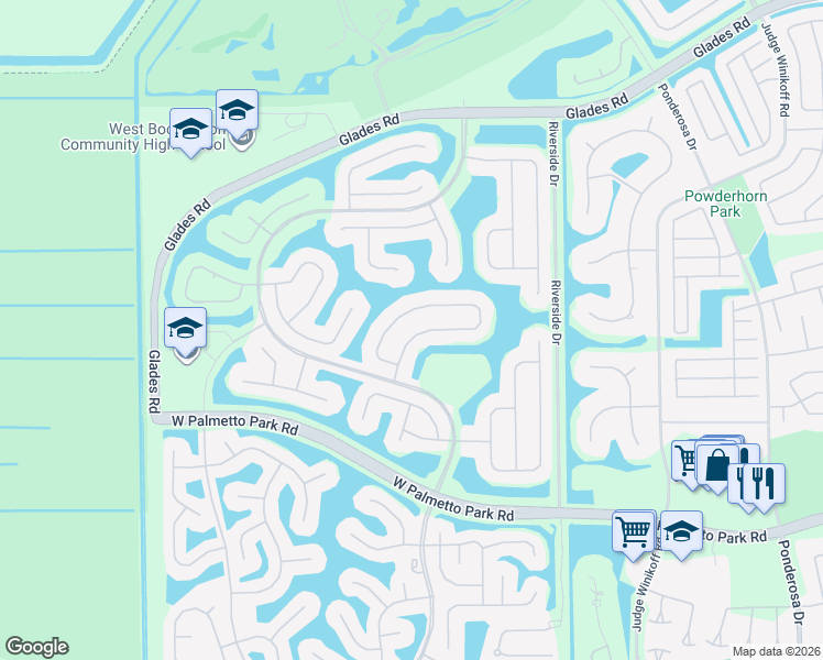map of restaurants, bars, coffee shops, grocery stores, and more near 12205 Rockledge Circle in Boca Raton