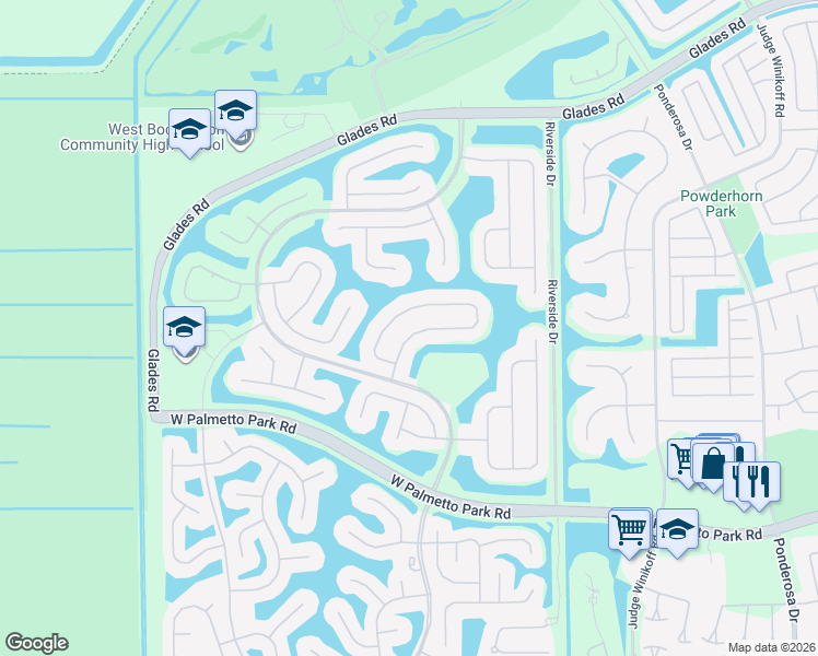 map of restaurants, bars, coffee shops, grocery stores, and more near 12205 Rockledge Circle in Boca Raton