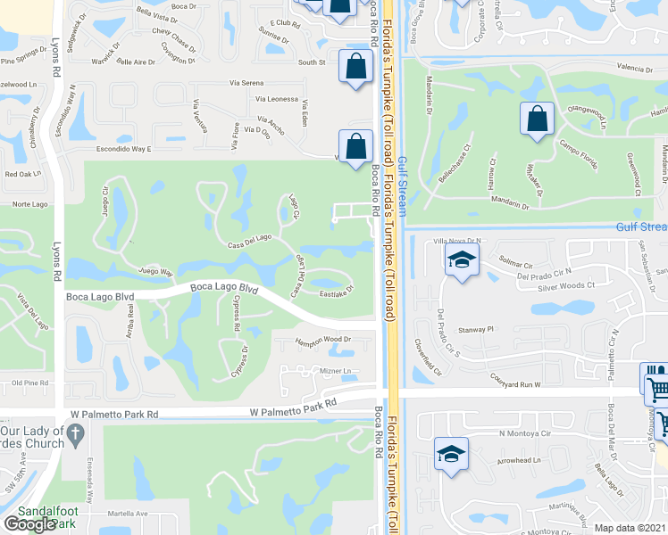 map of restaurants, bars, coffee shops, grocery stores, and more near 7911 Eastlake Drive in Boca Raton