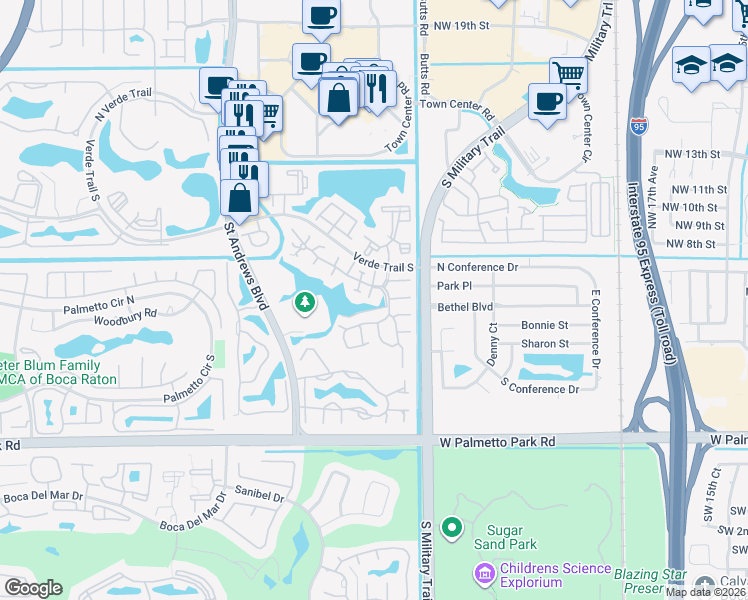 map of restaurants, bars, coffee shops, grocery stores, and more near 5636 Fox Hollow Drive in Boca Raton