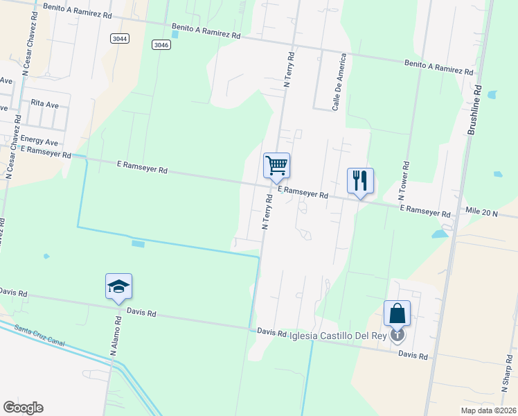 map of restaurants, bars, coffee shops, grocery stores, and more near 6012 East Ramseyer Road in Edinburg