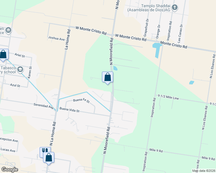 map of restaurants, bars, coffee shops, grocery stores, and more near 10805 North Moorefield Road in Mission