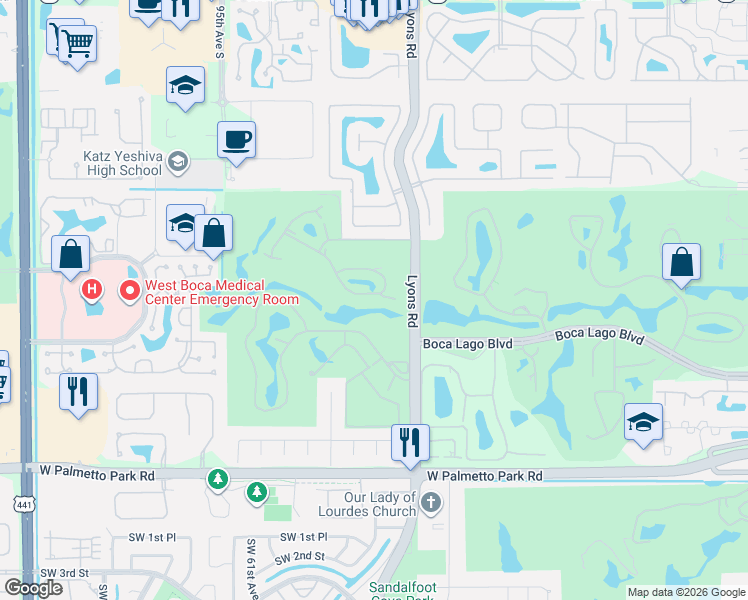 map of restaurants, bars, coffee shops, grocery stores, and more near 21542 Cypress Hammock Drive in Boca Raton