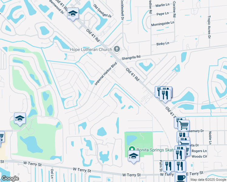 map of restaurants, bars, coffee shops, grocery stores, and more near 26384 Bonita Fairways Boulevard in Bonita Springs