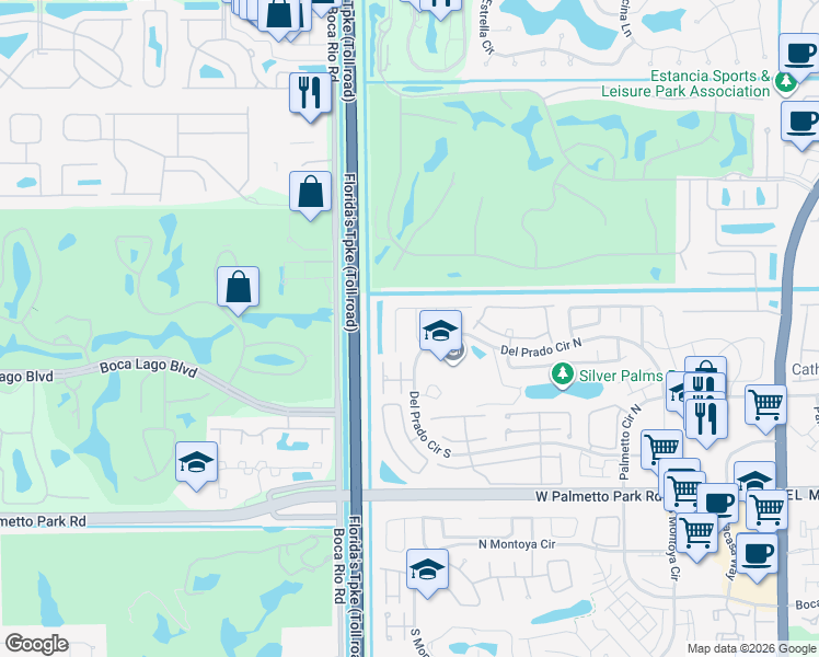 map of restaurants, bars, coffee shops, grocery stores, and more near 7898 Villa Nova Drive North in Boca Raton