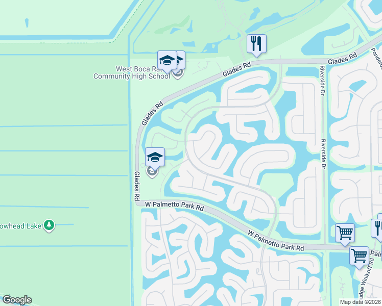 map of restaurants, bars, coffee shops, grocery stores, and more near 12949 Hyland Circle in Boca Raton