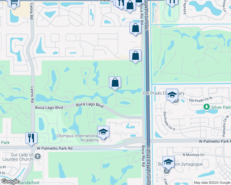 map of restaurants, bars, coffee shops, grocery stores, and more near 8056 Eastlake Drive in Boca Raton