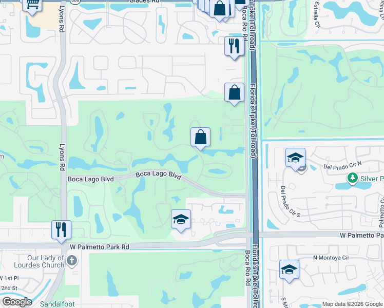 map of restaurants, bars, coffee shops, grocery stores, and more near 8310 Casa Del Lago in Boca Raton