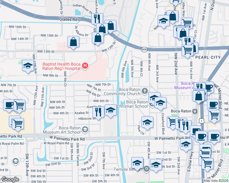 map of restaurants, bars, coffee shops, grocery stores, and more near 700 Northwest 7th Avenue in Boca Raton