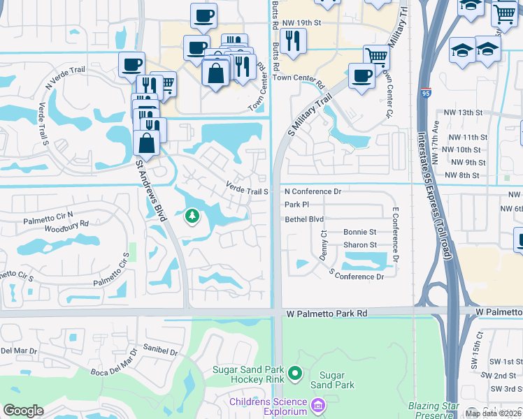 map of restaurants, bars, coffee shops, grocery stores, and more near 5534 Croydon Court in Boca Raton