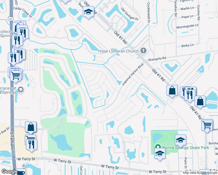 map of restaurants, bars, coffee shops, grocery stores, and more near 26198 Earl Road in Bonita Springs