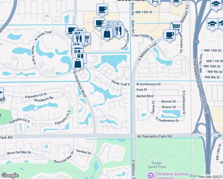 map of restaurants, bars, coffee shops, grocery stores, and more near 5636 Fox Hollow Drive in Boca Raton