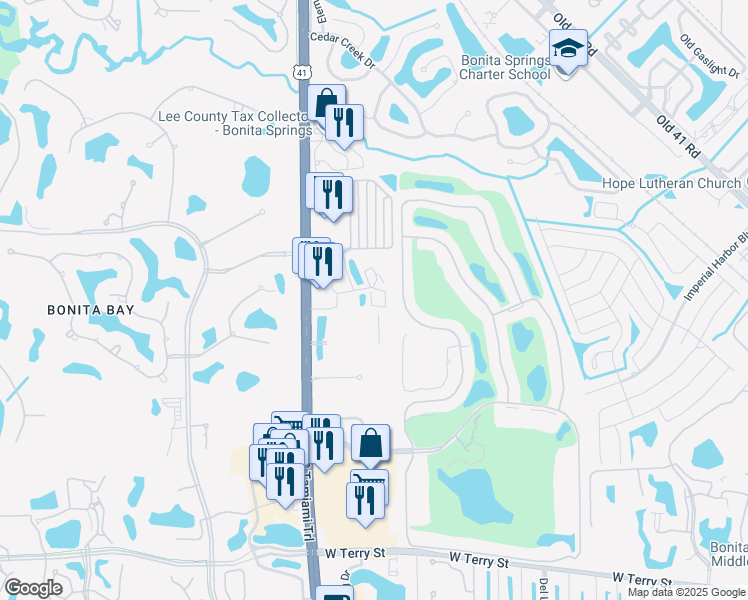 map of restaurants, bars, coffee shops, grocery stores, and more near North Bay Village Drive in Bonita Springs