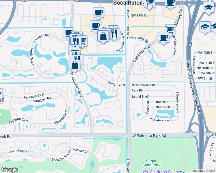 map of restaurants, bars, coffee shops, grocery stores, and more near 5636 Fox Hollow Drive in Boca Raton