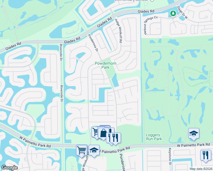 map of restaurants, bars, coffee shops, grocery stores, and more near 11570 Quiet Waters Lane in Boca Raton
