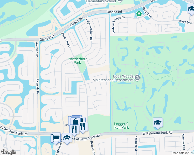 map of restaurants, bars, coffee shops, grocery stores, and more near 11373 Woodchuck Lane in Boca Raton