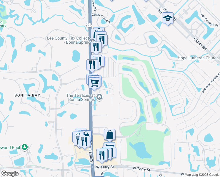 map of restaurants, bars, coffee shops, grocery stores, and more near 3181 North Bay Village Court in Bonita Springs