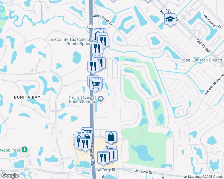 map of restaurants, bars, coffee shops, grocery stores, and more near 3181 North Bay Village Court in Bonita Springs