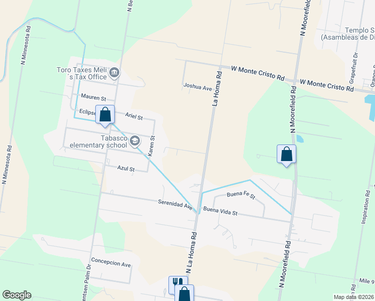 map of restaurants, bars, coffee shops, grocery stores, and more near West Mile 9 1/2 Road in Hidalgo County