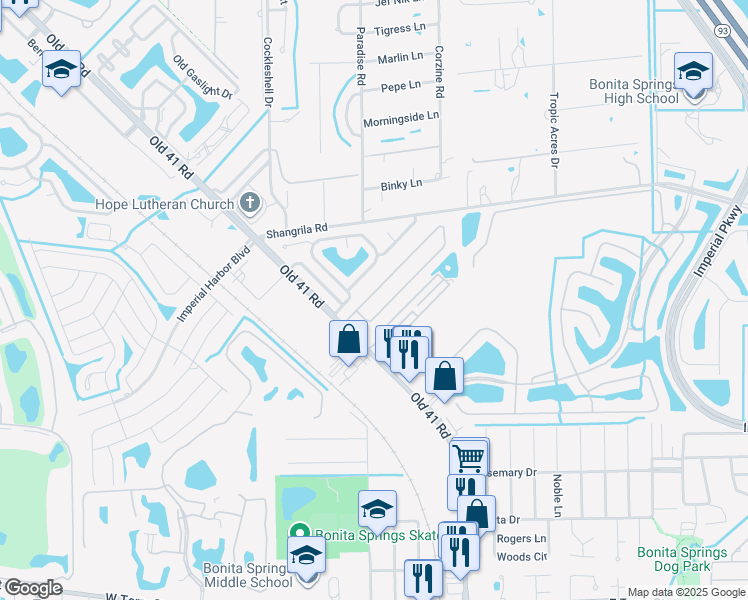 map of restaurants, bars, coffee shops, grocery stores, and more near 10220 Wales Loop in Bonita Springs
