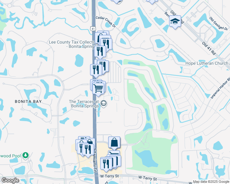 map of restaurants, bars, coffee shops, grocery stores, and more near 3181 North Bay Village Court in Bonita Springs