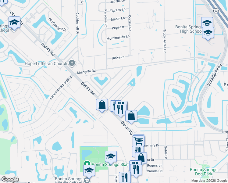 map of restaurants, bars, coffee shops, grocery stores, and more near 10220 Wales Loop in Bonita Springs