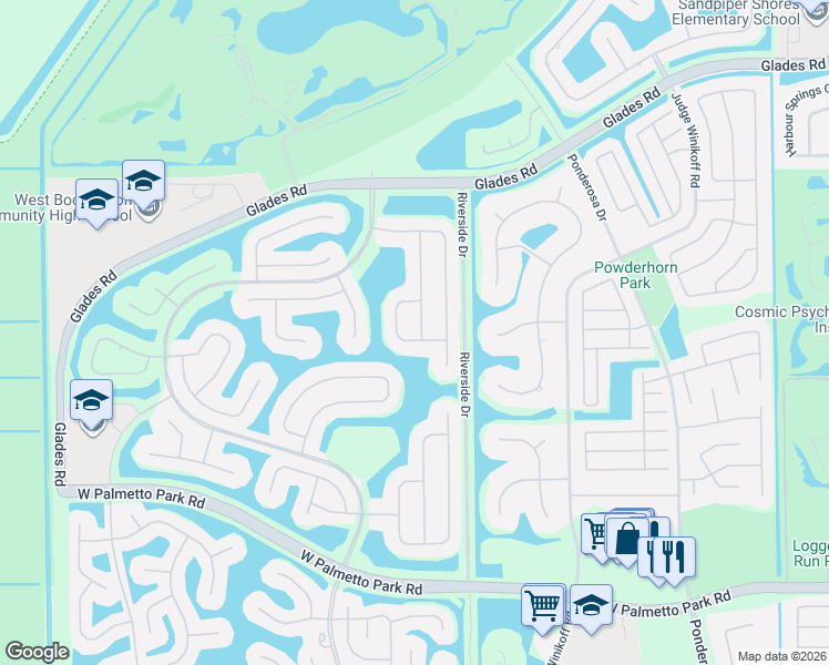 map of restaurants, bars, coffee shops, grocery stores, and more near 21337 Rock Ridge Drive in Boca Raton